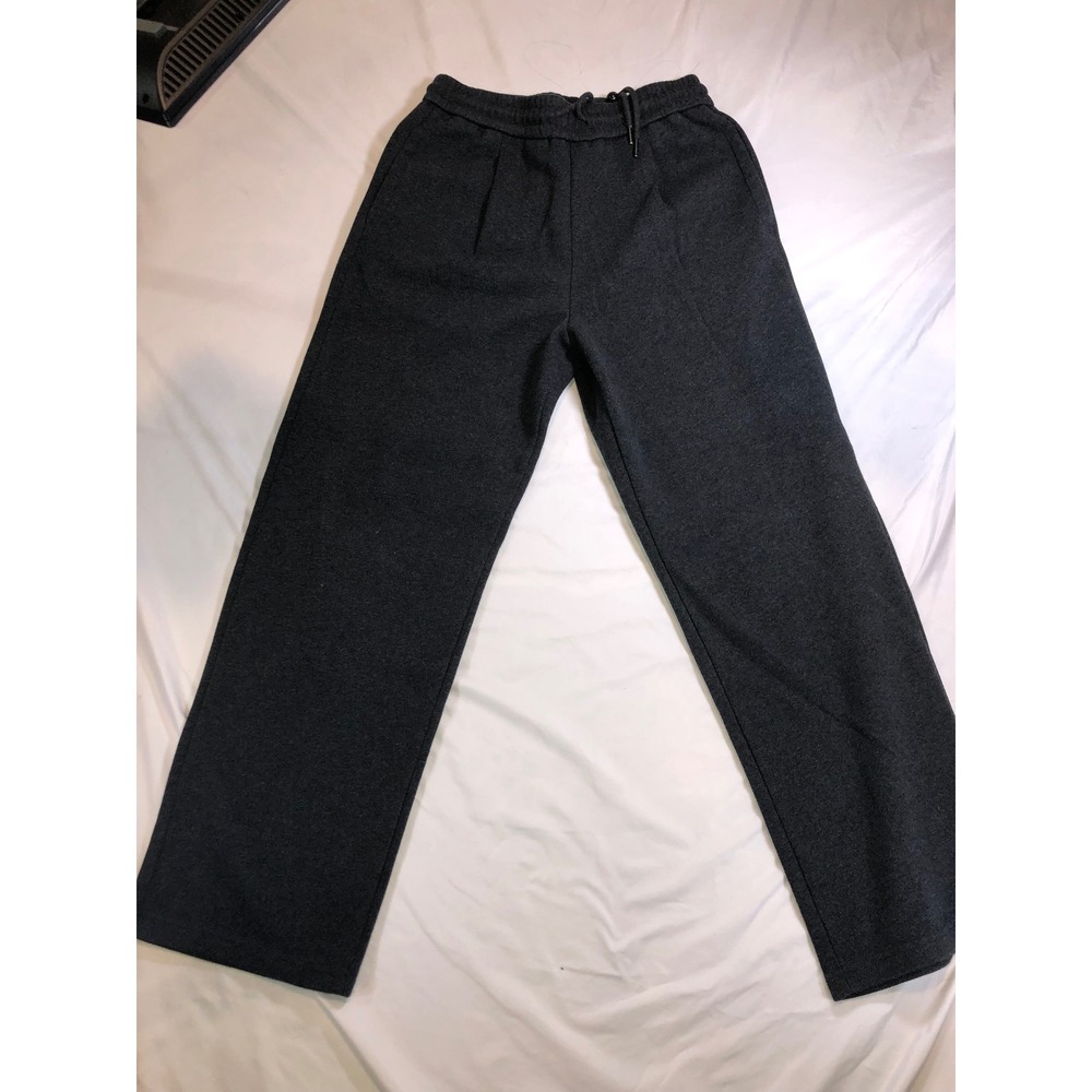 Comfort Fit Project Charcoal Gray Wide Leg Knit Trousers Mens Medium Pleated